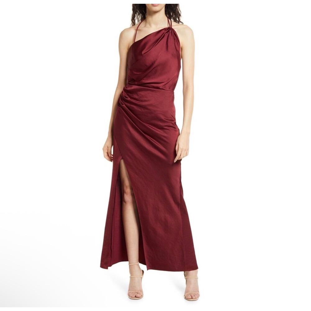 NWT Significant Other Gracie one shoulder cocktail‎ maxi dress Wine Sz 10 $276